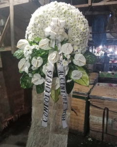 Florist Designed White Standing Wreath